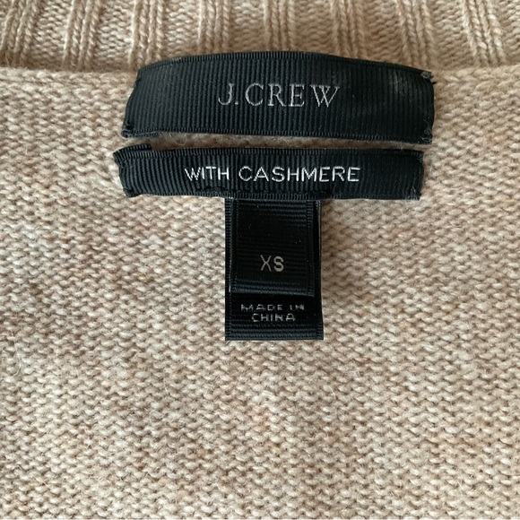 J. Crew V-Neck Wool and Cashmere Blend Sweater Leather Panels in Camel Size XS - Picture 7 of 9
